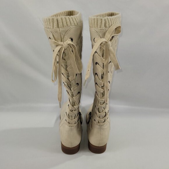 Allia Quilted Lace-Up Back Boot Bone Color Womens size 9 - Picture 4 of 8